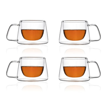 Double Wall Coniq Glass Mug (150 ml) (Pack of 4)